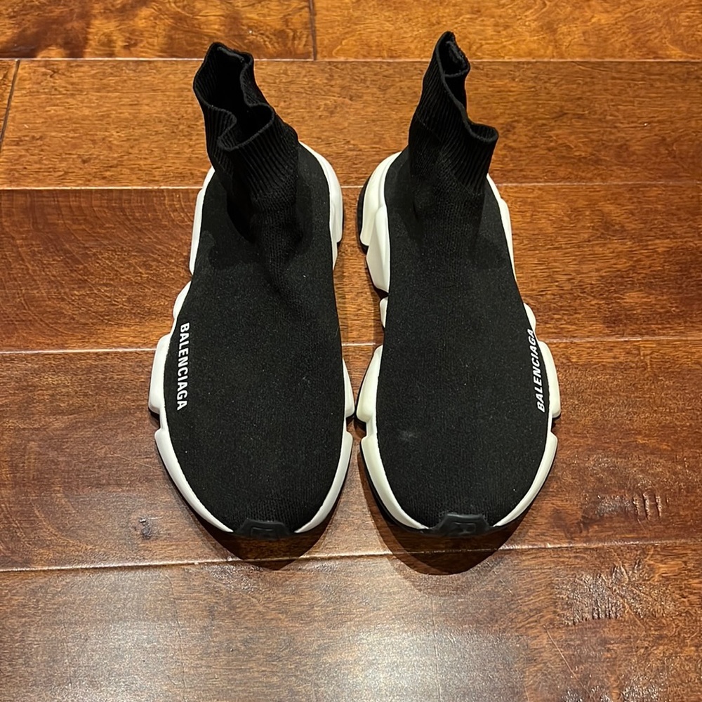 BALENCIAGA SPEED KNIT SNEAKER IN BLACK/WHITE 38